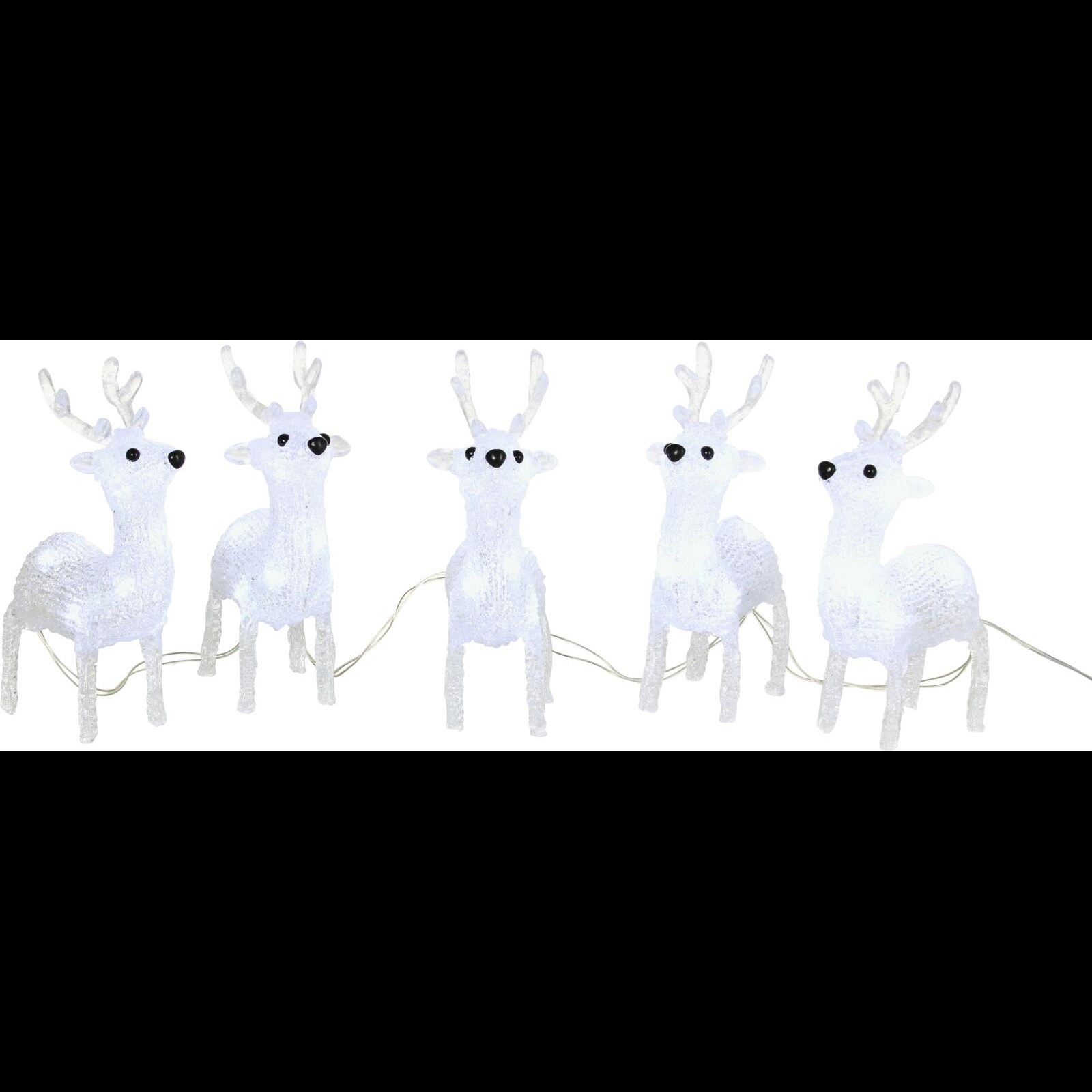 Famille de rennes de Noël de 6 pièces avec lumières LED blanc
